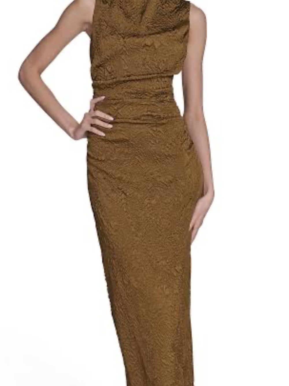 ANTONIO MELANI Sleeveless Textured Brown Maxi Dress